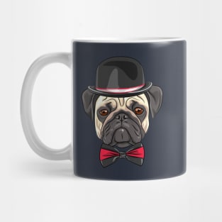 Dog fawn pug in a hat and bow tie Mug